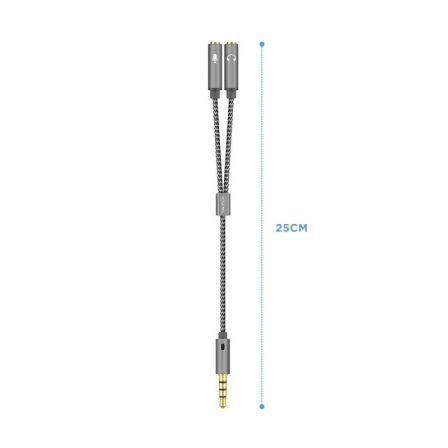 Aisens Cable Adaptador Audio Jack 3.5mm Macho 4 Pines a 2x Jack 3.5mm Hembra 3 Pines Gris Aisens Cable Adaptador Audio Jack 3.5mm Macho 4 Pines a 2x Jack 3.5mm Hembra 3 Pines Gris